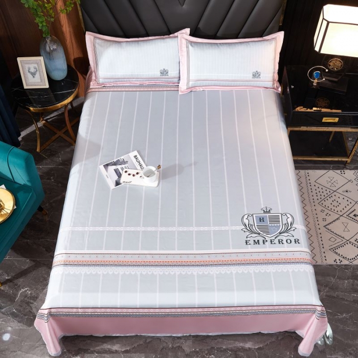 91家纺网 家纺一手货源 找家纺 艺玲 2022新款大版印花冰丝凉席三件套 路边的风