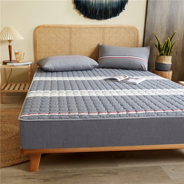 91家纺网 家纺一手货源 找家纺 雪云美A类全棉色织水洗棉床笠夹棉床罩三件套可定制安娜 灰