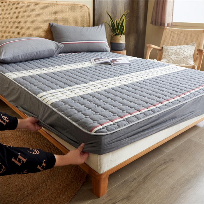 91家纺网 家纺一手货源 找家纺 雪云美A类全棉色织水洗棉床笠夹棉床罩三件套可定制安娜 灰