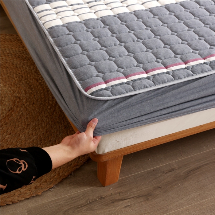 91家纺网 家纺一手货源 找家纺 雪云美A类全棉色织水洗棉床笠夹棉床罩三件套可定制安娜 灰