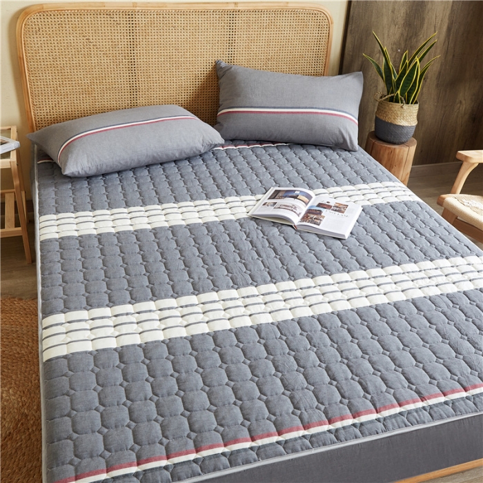 91家纺网 家纺一手货源 找家纺 雪云美A类全棉色织水洗棉床笠夹棉床罩三件套可定制安娜 灰