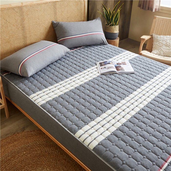 91家纺网 家纺一手货源 找家纺 雪云美A类全棉色织水洗棉床笠夹棉床罩三件套可定制安娜 灰