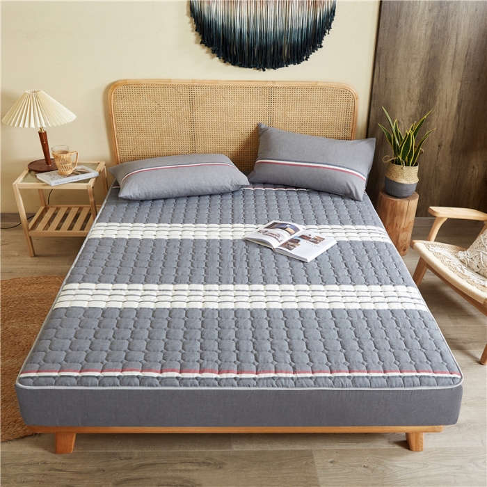 91家纺网 家纺一手货源 找家纺 雪云美A类全棉色织水洗棉床笠夹棉床罩三件套可定制安娜 灰