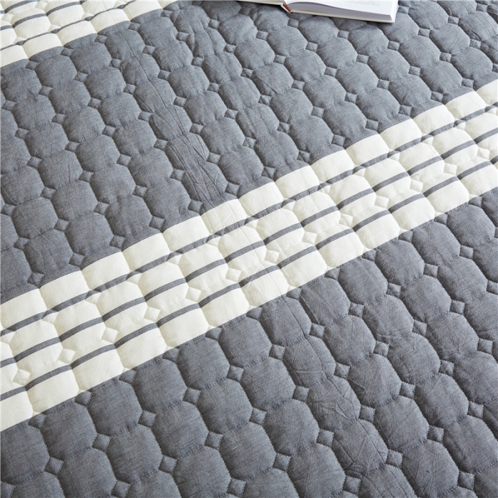 91家纺网 家纺一手货源 找家纺 雪云美A类全棉色织水洗棉床笠夹棉床罩三件套可定制安娜 灰