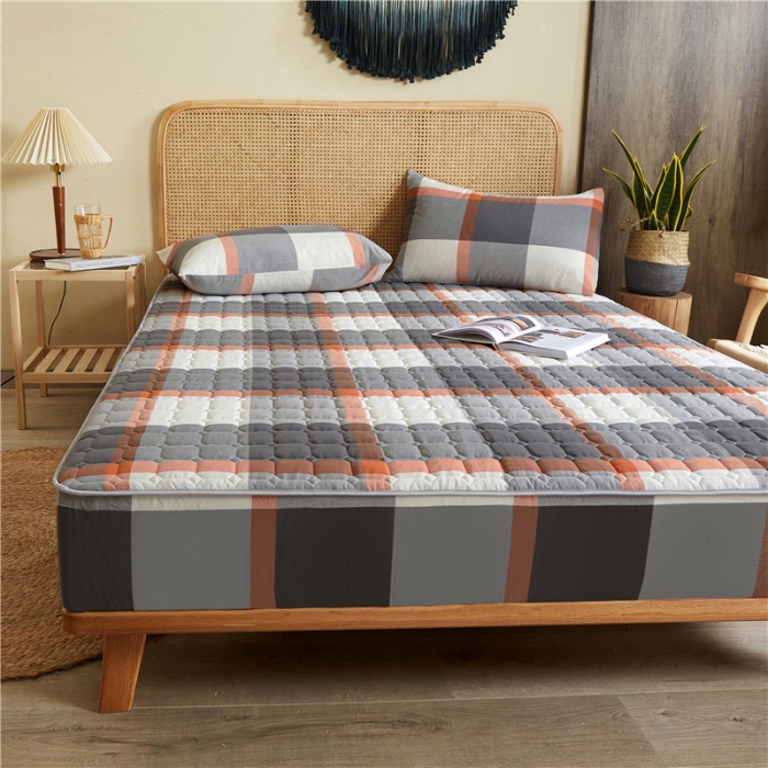 91家纺网 家纺一手货源 找家纺 雪云美A类全棉色织水洗棉床笠夹棉床罩三件套可定制柏林灰