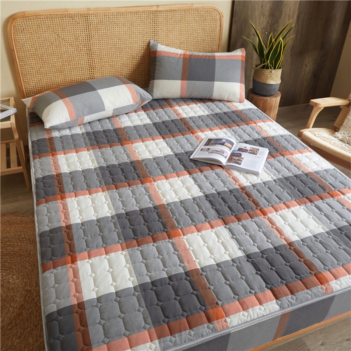 91家纺网 家纺一手货源 找家纺 雪云美A类全棉色织水洗棉床笠夹棉床罩三件套可定制柏林灰