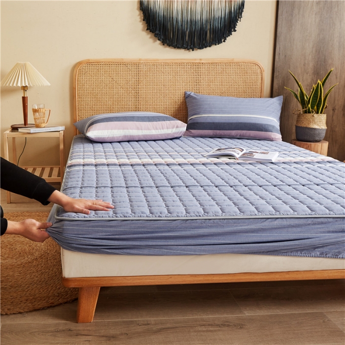 91家纺网 家纺一手货源 找家纺 雪云美A类全棉色织水洗棉床笠夹棉床罩三件套可定制格林兰