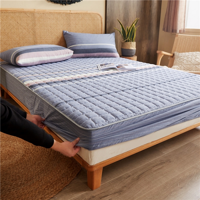 91家纺网 家纺一手货源 找家纺 雪云美A类全棉色织水洗棉床笠夹棉床罩三件套可定制格林兰