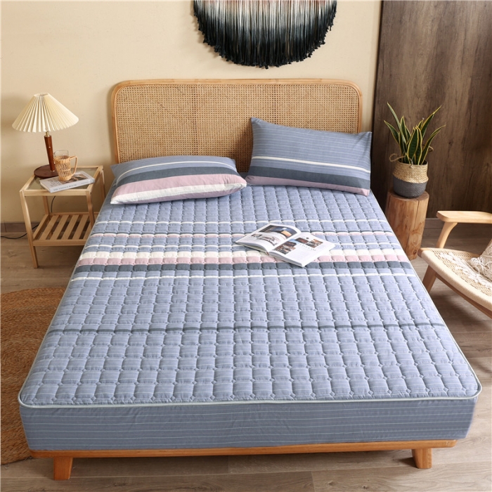 91家纺网 家纺一手货源 找家纺 雪云美A类全棉色织水洗棉床笠夹棉床罩三件套可定制格林兰