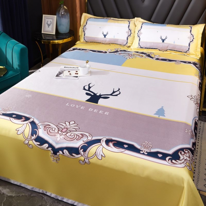 91家纺网 家纺一手货源 找家纺 艺玲 2022新款大版印花冰丝凉席三件套 一路有你粉