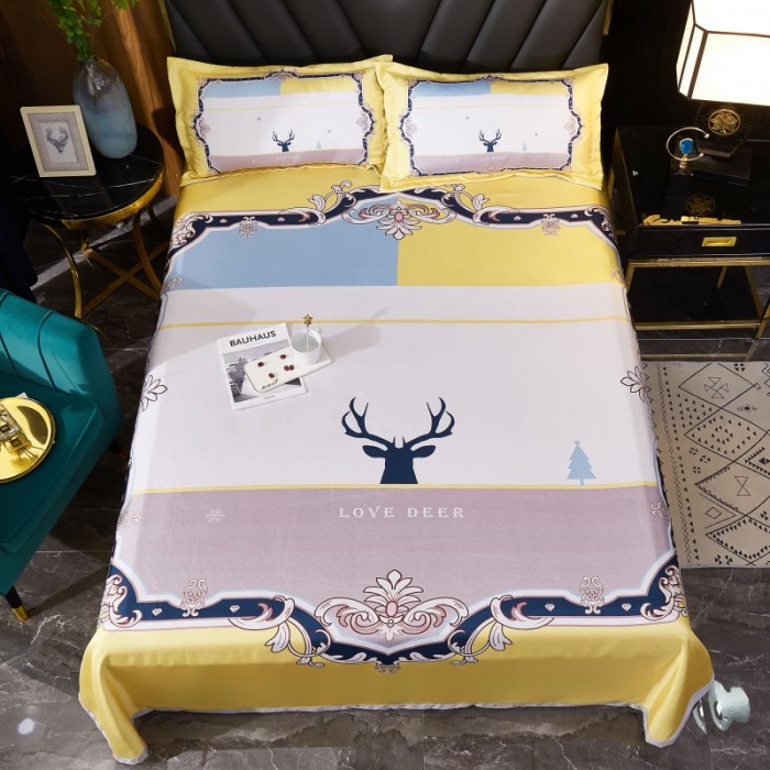 91家纺网 家纺一手货源 找家纺 艺玲 2022新款大版印花冰丝凉席三件套 一路有你粉