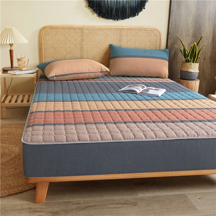 91家纺网 家纺一手货源 找家纺 雪云美A类全棉色织水洗棉床笠夹棉床罩三件套可定制斯诺克