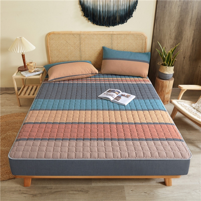 91家纺网 家纺一手货源 找家纺 雪云美A类全棉色织水洗棉床笠夹棉床罩三件套可定制斯诺克