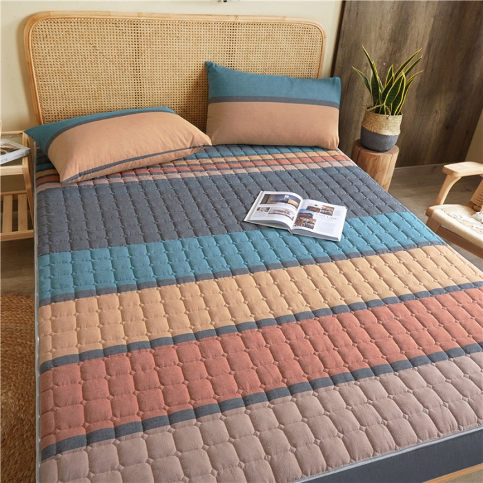 91家纺网 家纺一手货源 找家纺 雪云美A类全棉色织水洗棉床笠夹棉床罩三件套可定制斯诺克