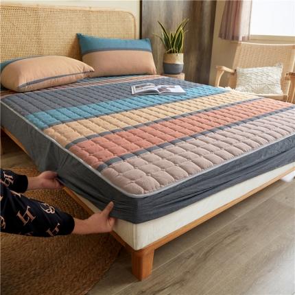 雪云美A类全棉色织水洗棉床笠夹棉床罩三件套可定制斯诺克