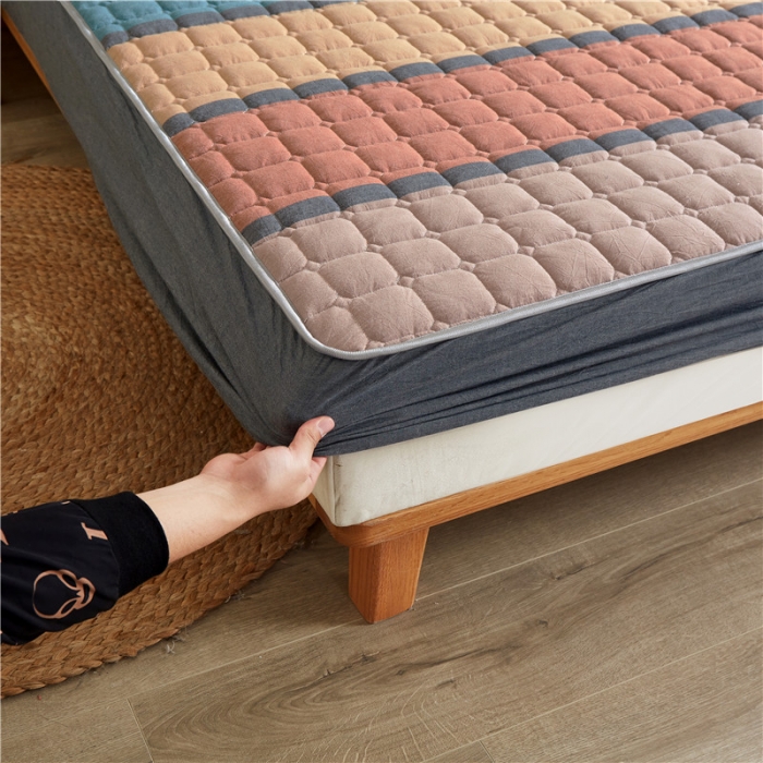 91家纺网 家纺一手货源 找家纺 雪云美A类全棉色织水洗棉床笠夹棉床罩三件套可定制斯诺克