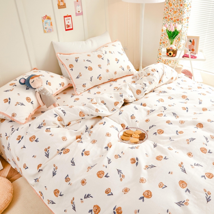 91家纺网 家纺一手货源 找家纺 （总）亲亲公主 2025新款小清新碎花韩版花边双层纱四件套