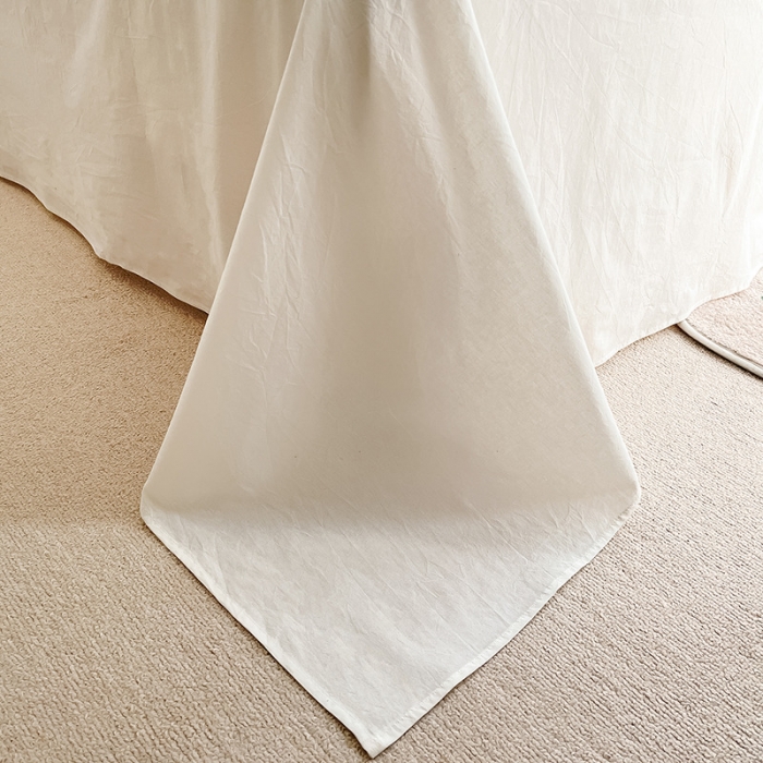 91家纺网 家纺一手货源 找家纺 2022爆款全棉水洗棉贝壳边夏被及夏被四件套 纯白