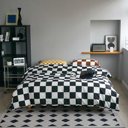 91家纺网 家纺一手货源 找家纺 （总）怡家居 2022新款全棉棋盘格混搭四件套