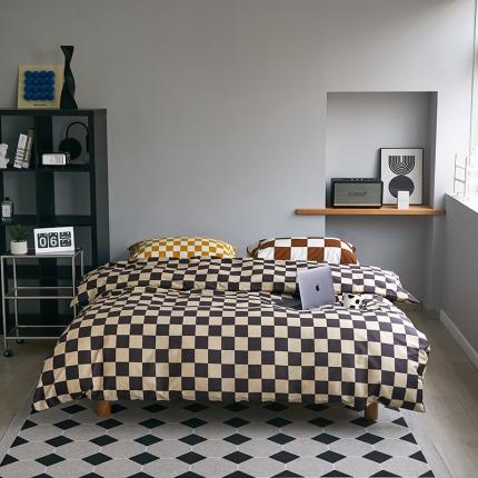 91家纺网 家纺一手货源 找家纺 （总）怡家居 2022新款全棉棋盘格混搭四件套