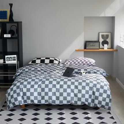 91家纺网 家纺一手货源 找家纺 （总）怡家居 2022新款全棉棋盘格混搭四件套