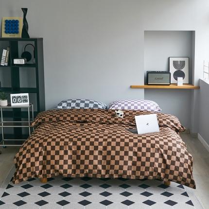 91家纺网 家纺一手货源 找家纺 （总）怡家居 2022新款全棉棋盘格混搭四件套