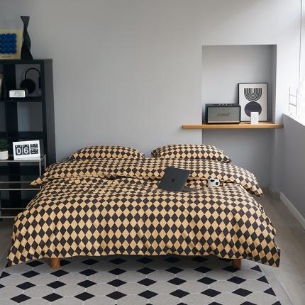 91家纺网 家纺一手货源 找家纺 （总）怡家居 2022新款全棉棋盘格混搭四件套