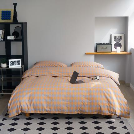 91家纺网 家纺一手货源 找家纺 （总）怡家居 2022新款全棉棋盘格混搭四件套