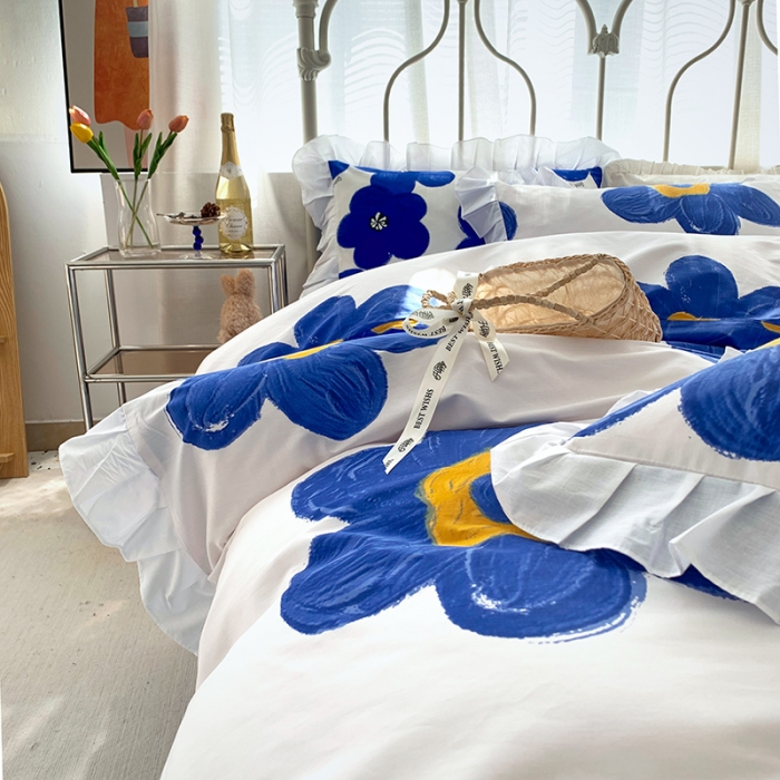 91家纺网 家纺一手货源 找家纺 （总）怡家居 2022新款全棉韩版花边四件套