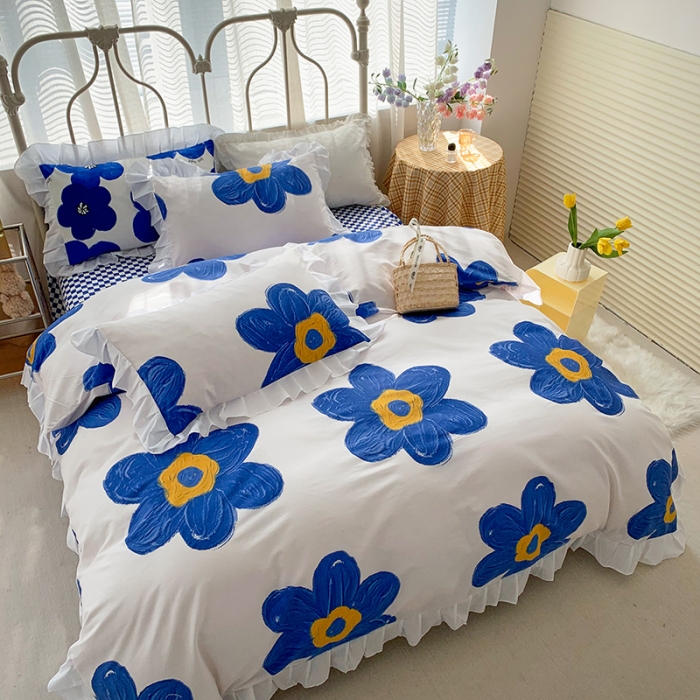 91家纺网 家纺一手货源 找家纺 （总）怡家居 2022新款全棉韩版花边四件套