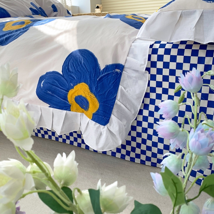 91家纺网 家纺一手货源 找家纺 怡家居 2022新款全棉韩版花边四件套 花间