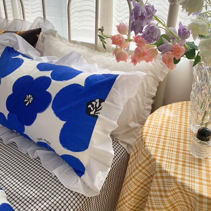 91家纺网 家纺一手货源 找家纺 怡家居 2022新款全棉韩版花边四件套 流影