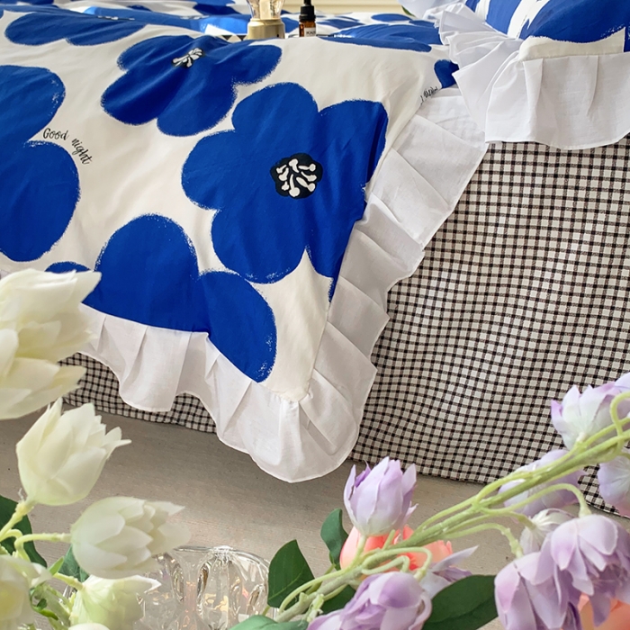 91家纺网 家纺一手货源 找家纺 怡家居 2022新款全棉韩版花边四件套 流影