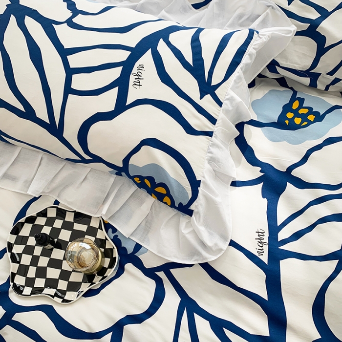 91家纺网 家纺一手货源 找家纺 怡家居 2022新款全棉韩版花边四件套 明秀