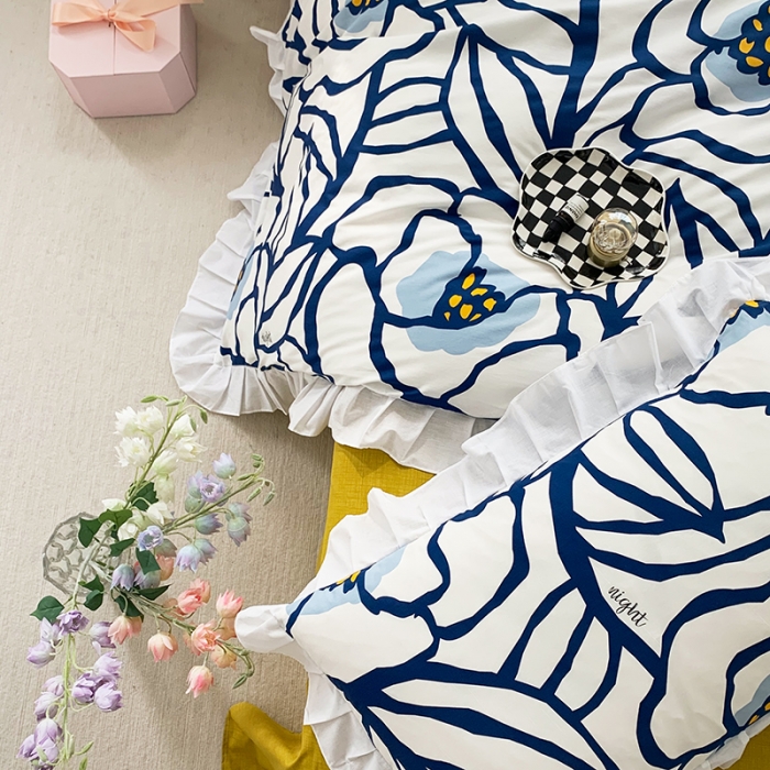 91家纺网 家纺一手货源 找家纺 怡家居 2022新款全棉韩版花边四件套 明秀