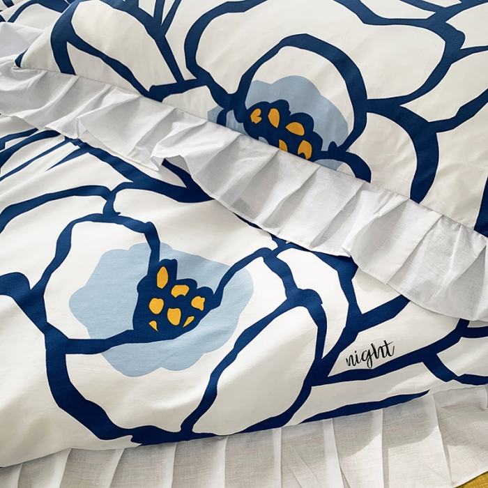 91家纺网 家纺一手货源 找家纺 怡家居 2022新款全棉韩版花边四件套 明秀