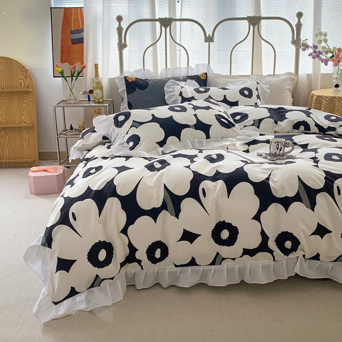 91家纺网 家纺一手货源 找家纺 怡家居 2022新款全棉韩版花边四件套 入画