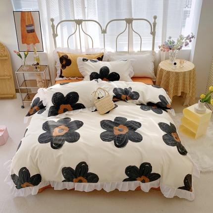 怡家居 2022新款全棉韩版花边四件套 韵染