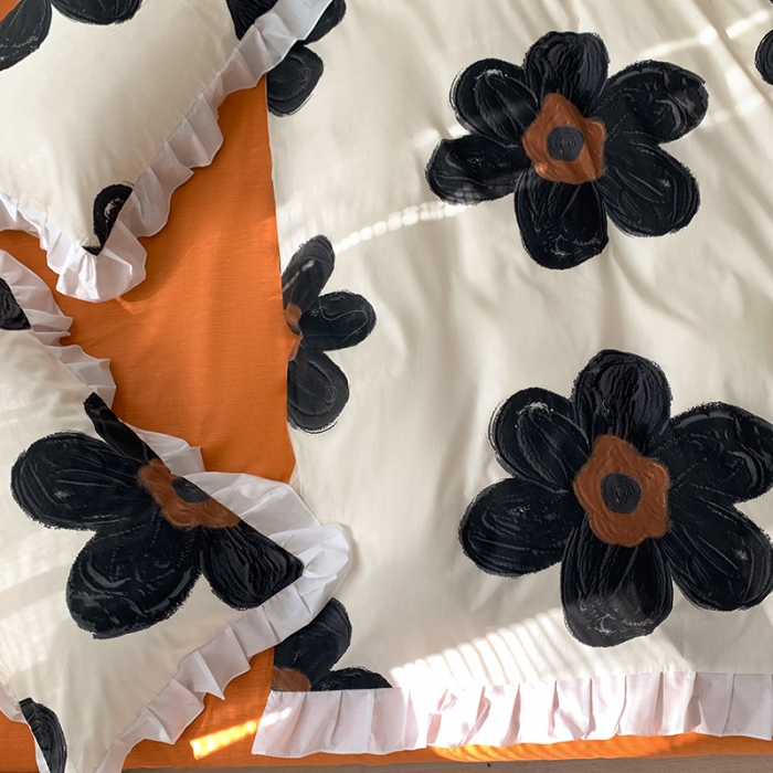 91家纺网 家纺一手货源 找家纺 怡家居 2022新款全棉韩版花边四件套 韵染