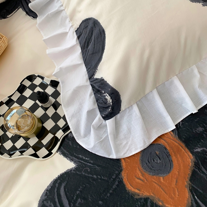 91家纺网 家纺一手货源 找家纺 怡家居 2022新款全棉韩版花边四件套 韵染