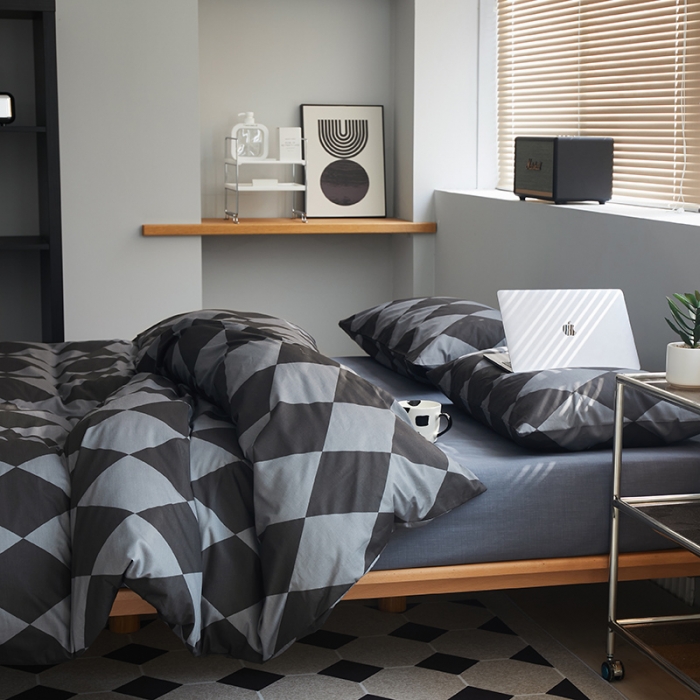 91家纺网 家纺一手货源 找家纺 （总）怡家居 2022新款全棉棋盘格混搭四件套