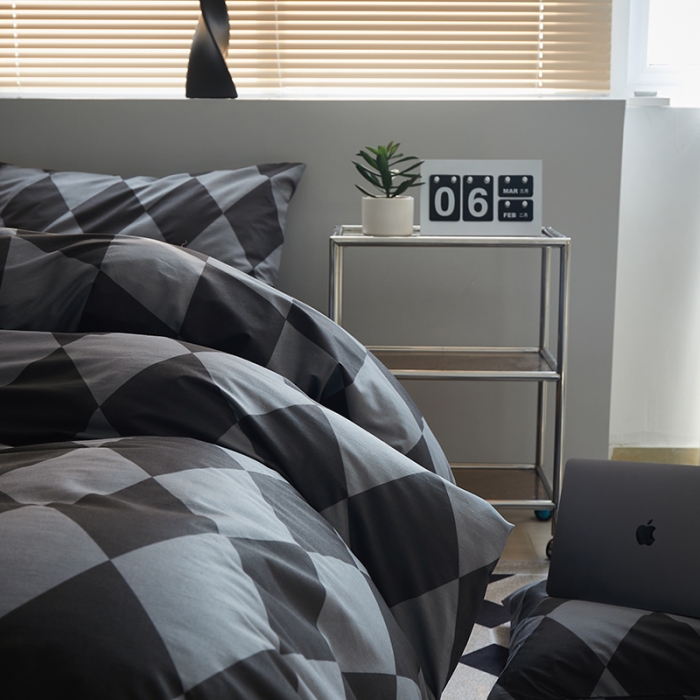 91家纺网 家纺一手货源 找家纺 （总）怡家居 2022新款全棉棋盘格混搭四件套