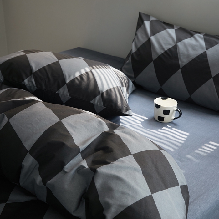 91家纺网 家纺一手货源 找家纺 （总）怡家居 2022新款全棉棋盘格混搭四件套