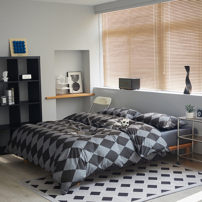 91家纺网 家纺一手货源 找家纺 （总）怡家居 2022新款全棉棋盘格混搭四件套