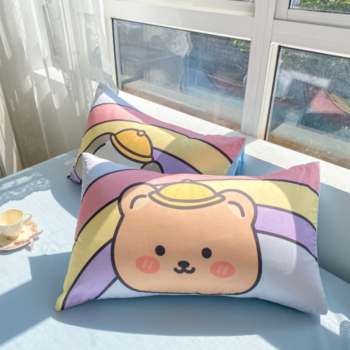 91家纺网 家纺一手货源 找家纺 星期八 2022新款二次元水洗棉四件套 happy day