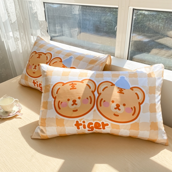 91家纺网 家纺一手货源 找家纺 星期八 2022新款二次元水洗棉四件套 小老虎