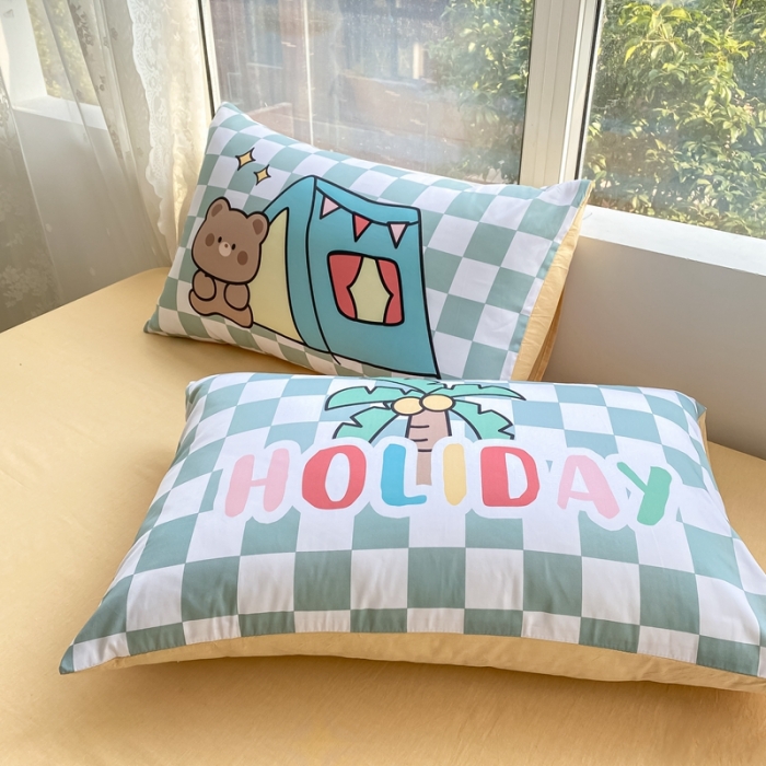 91家纺网 家纺一手货源 找家纺 星期八 2022新款二次元水洗棉四件套 小女孩