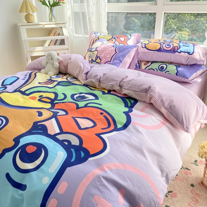 91家纺网 家纺一手货源 找家纺 星期八 2022新款二次元水洗棉四件套 小熊