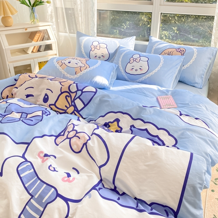 91家纺网 家纺一手货源 找家纺 星期八 2022新款二次元水洗棉四件套 雪屋女孩