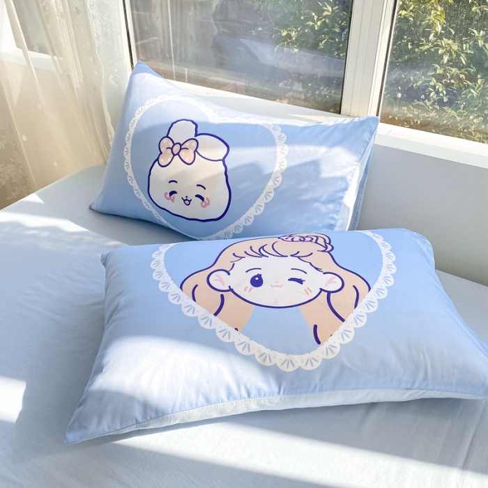 91家纺网 家纺一手货源 找家纺 星期八 2022新款二次元水洗棉四件套 雪屋女孩